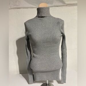 Express Sparkling Silver Ribbed Turtleneck Knit